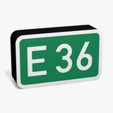 Nummernschild für Europastraßen E36 Lampe