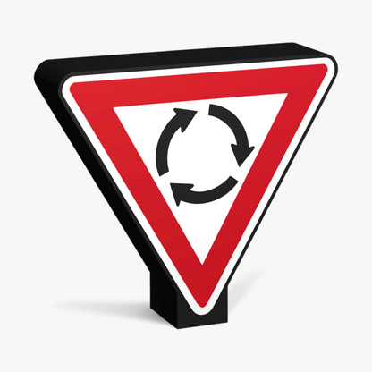 Give Way at roundabout Lampe
