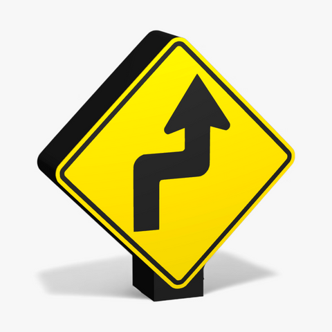 Double sharp curve first to right Lampe