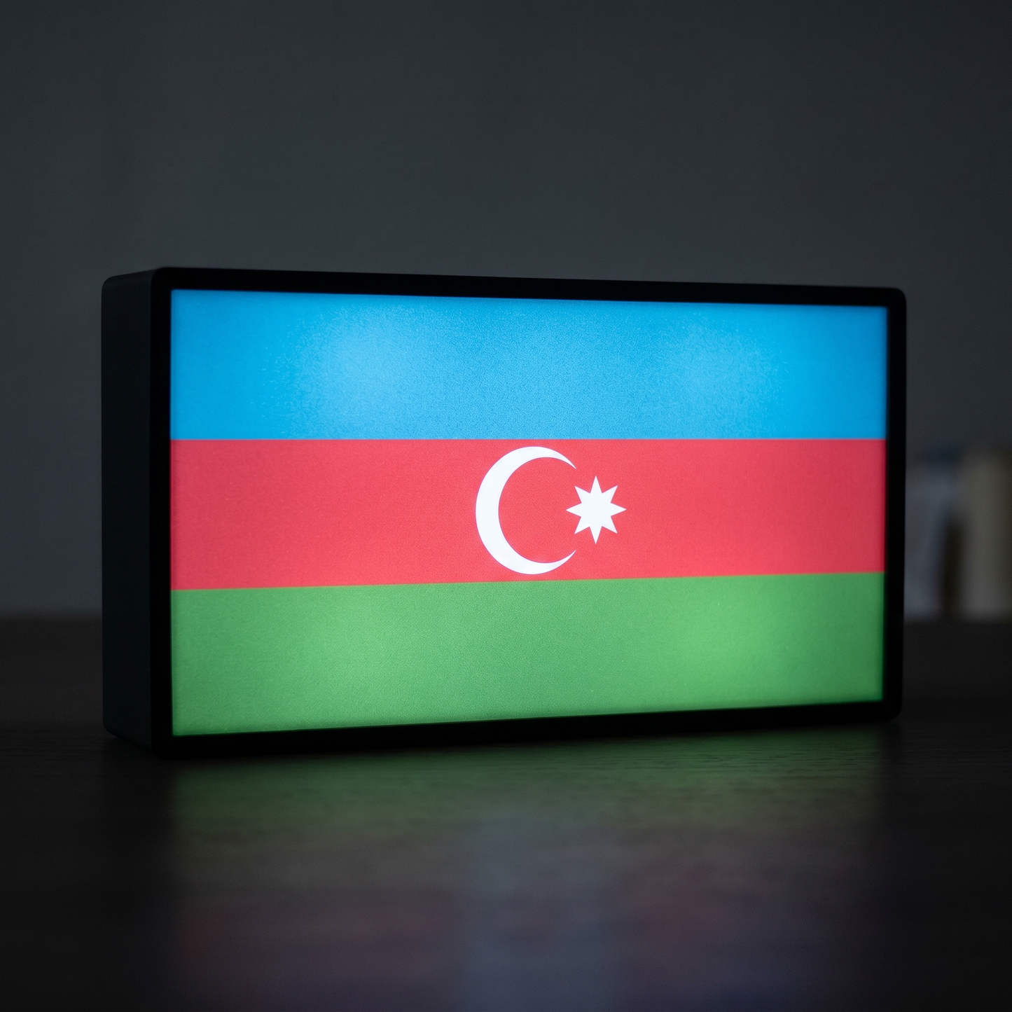 Aserbaidschan Flagge Lampe leuchtend