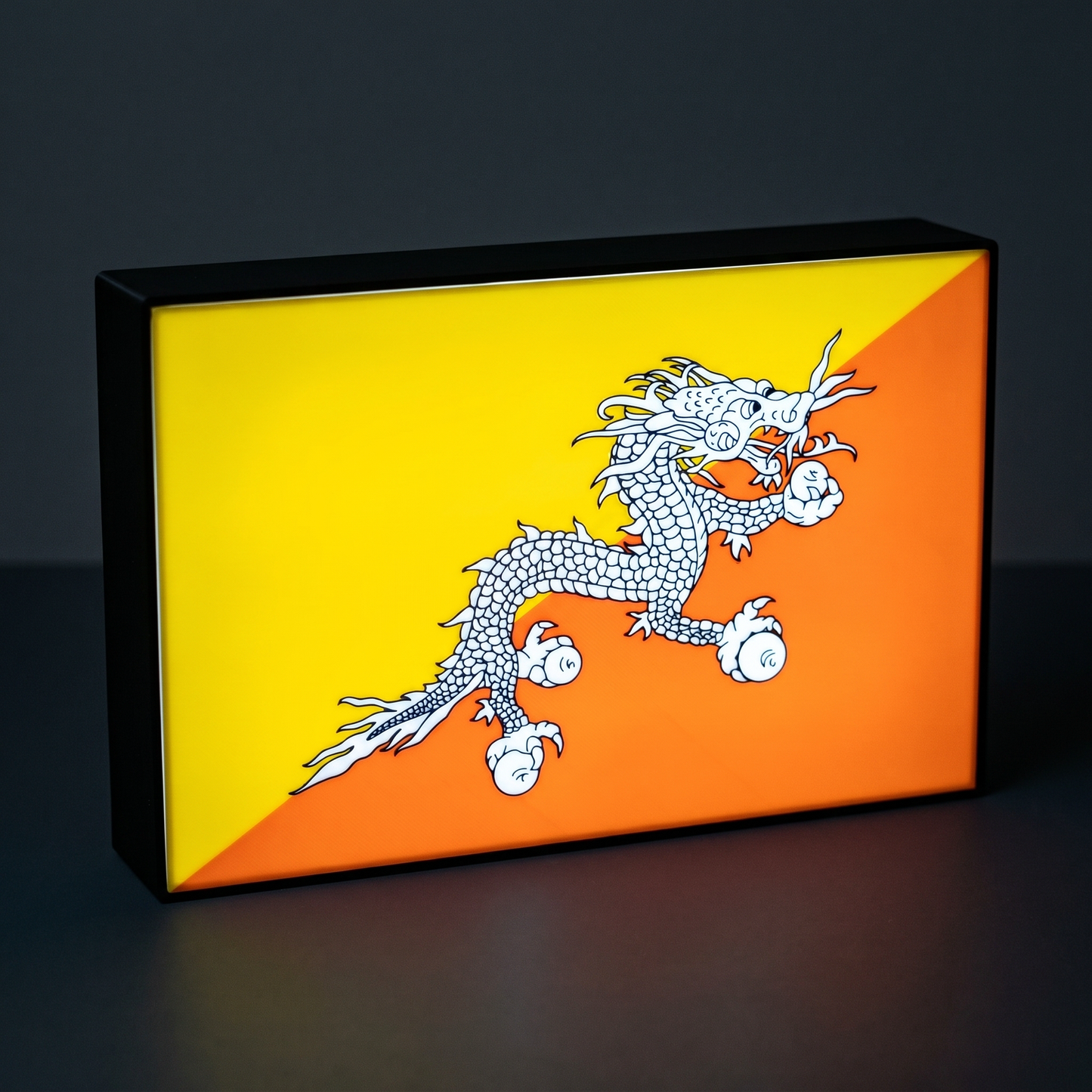 Bhutan Flagge Lampe leuchtend