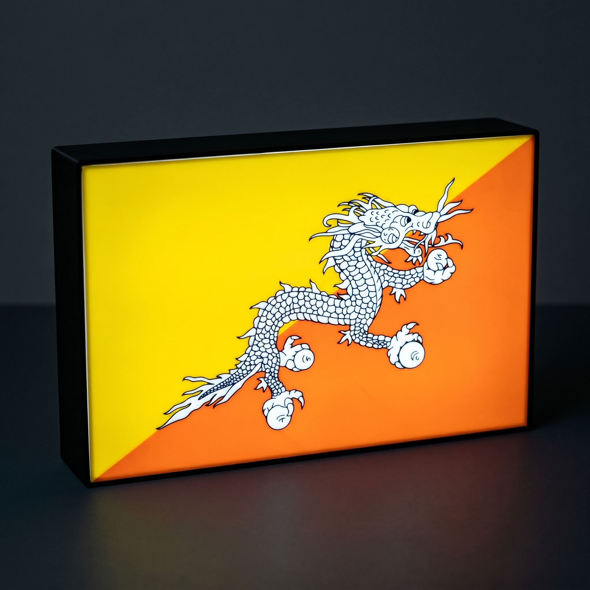 Bhutan Flagge Lampe leuchtend