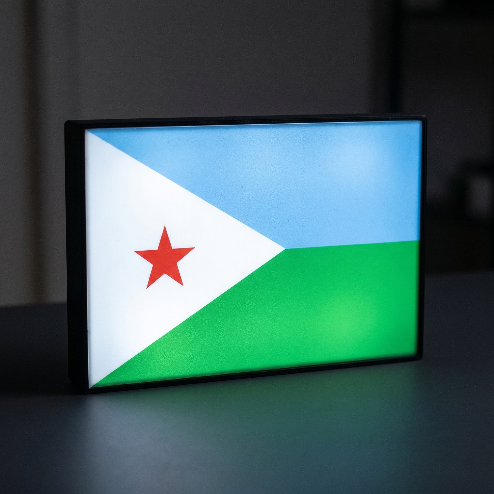 Dschibuti Flagge Lampe leuchtend