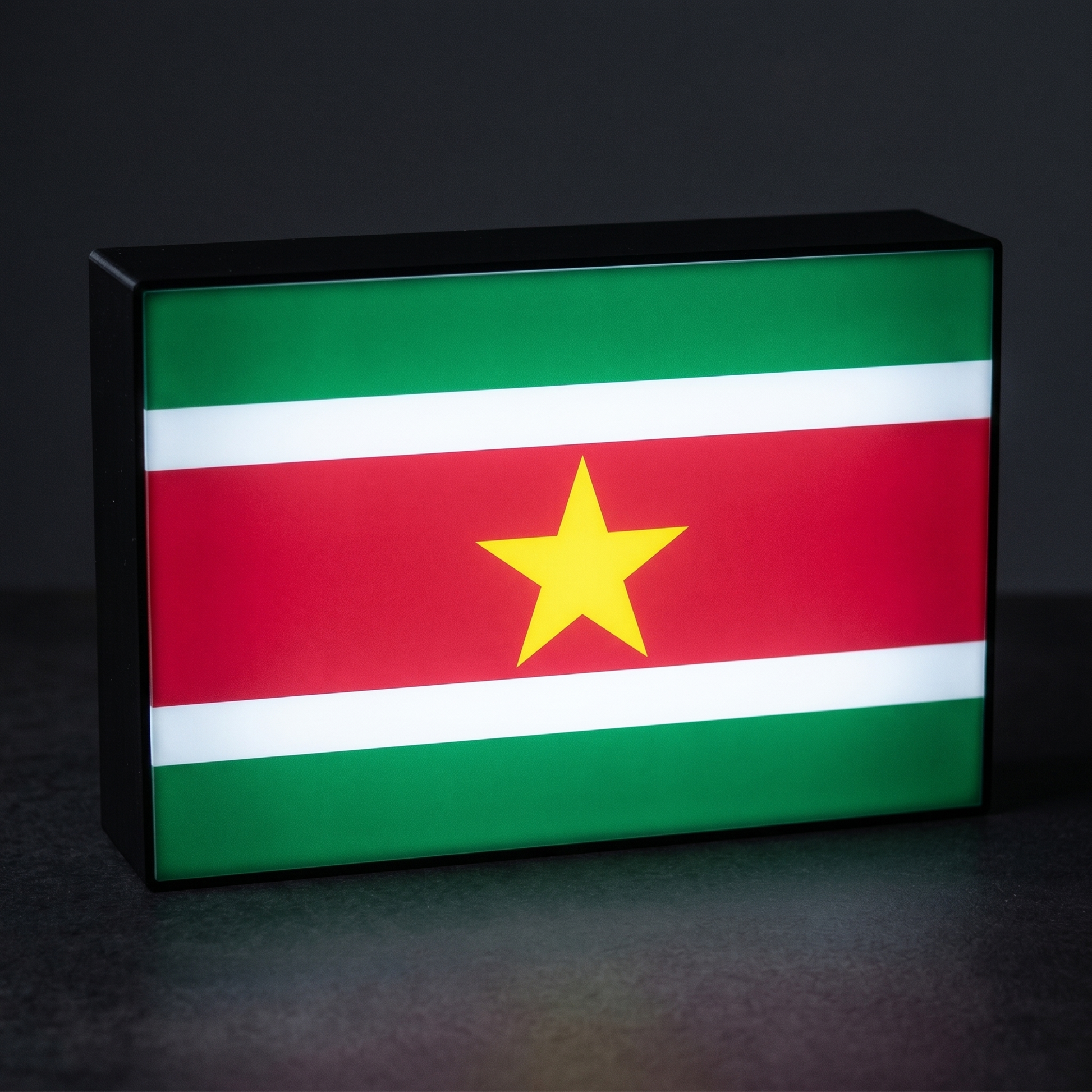 Suriname Flagge Lampe leuchtend