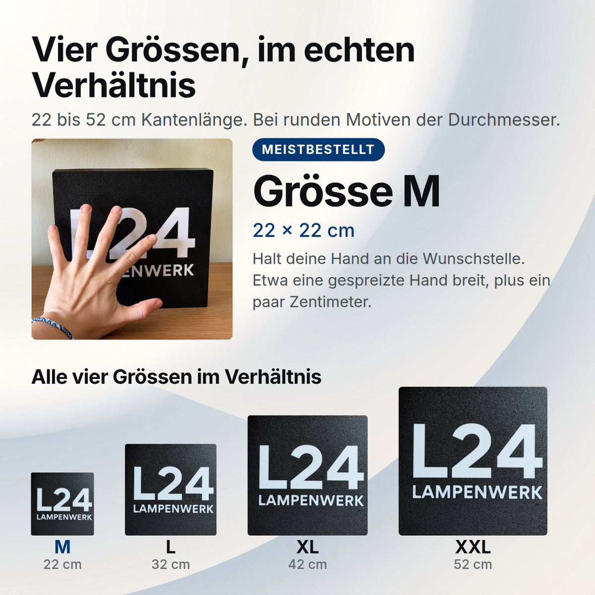 Vier Grössen, im echten Verhältnis