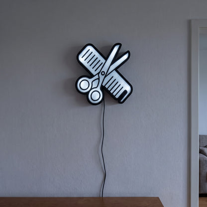 Friseurschere Lampe, an der Wand leuchtend