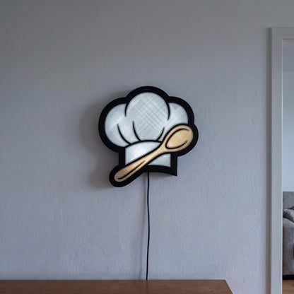 Kochmütze Lampe, an der Wand leuchtend