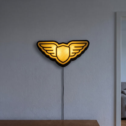 Pilotenschwingen Lampe, an der Wand leuchtend