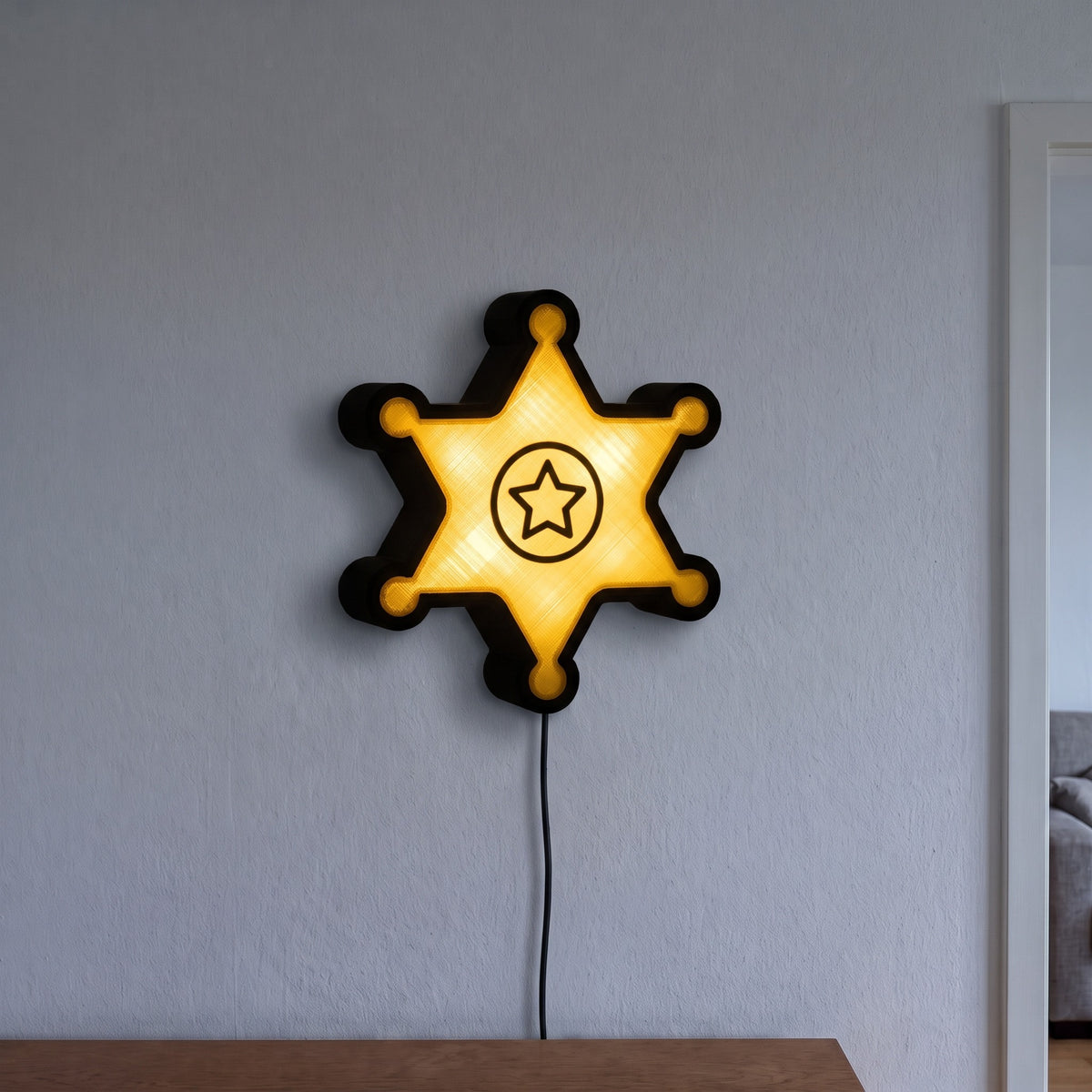 Polizeistern Lampe, an der Wand leuchtend
