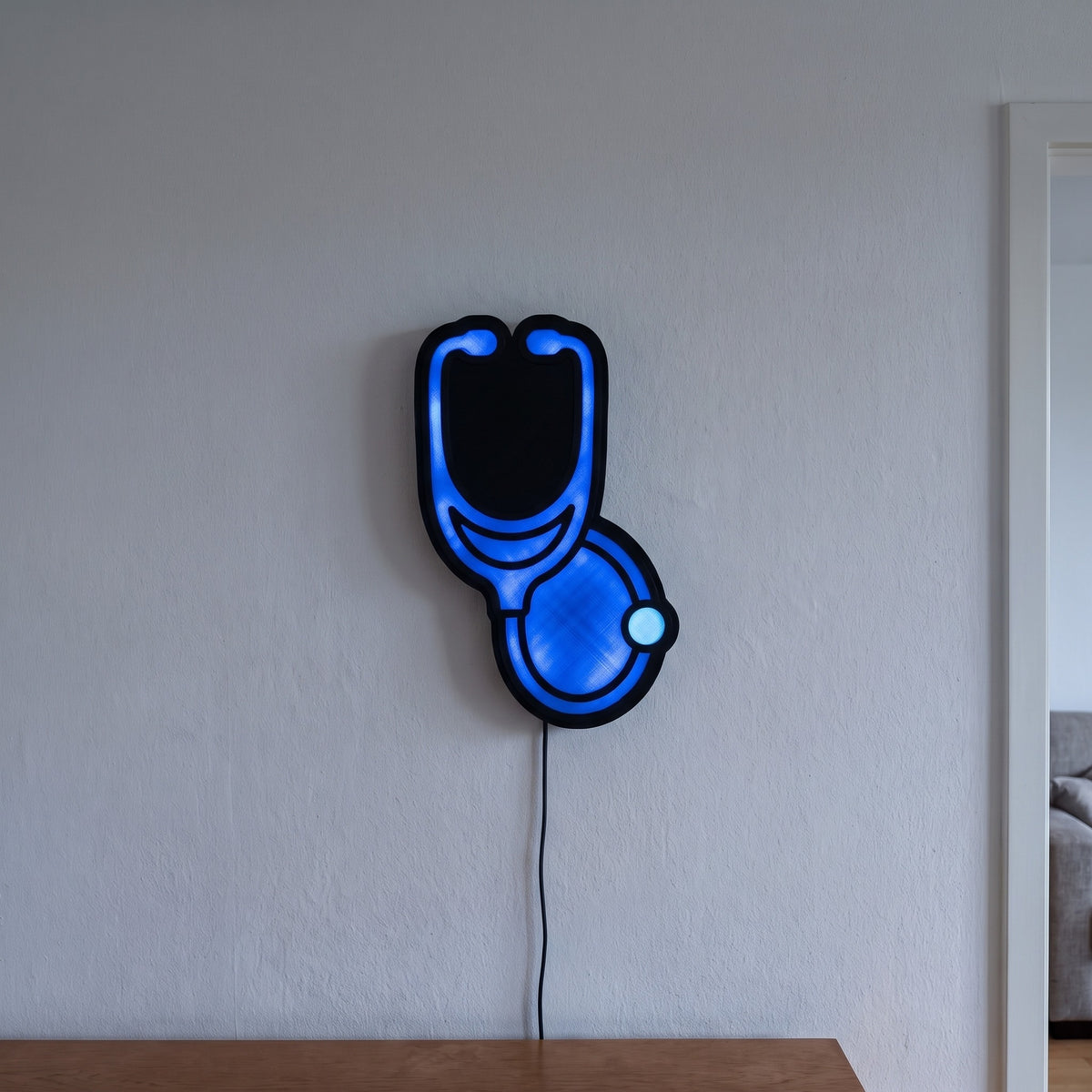 Stethoskop Lampe, an der Wand leuchtend