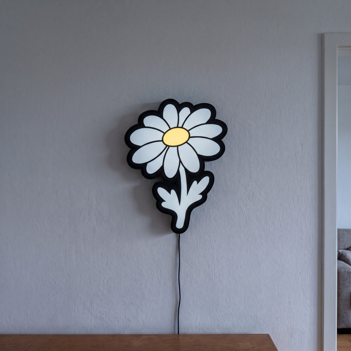 Gänseblümchen Lampe, an der Wand leuchtend