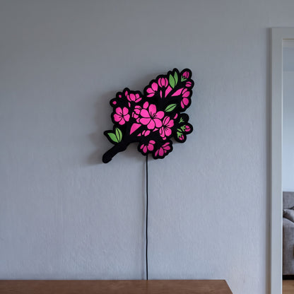 Kirschblüte Lampe, an der Wand leuchtend