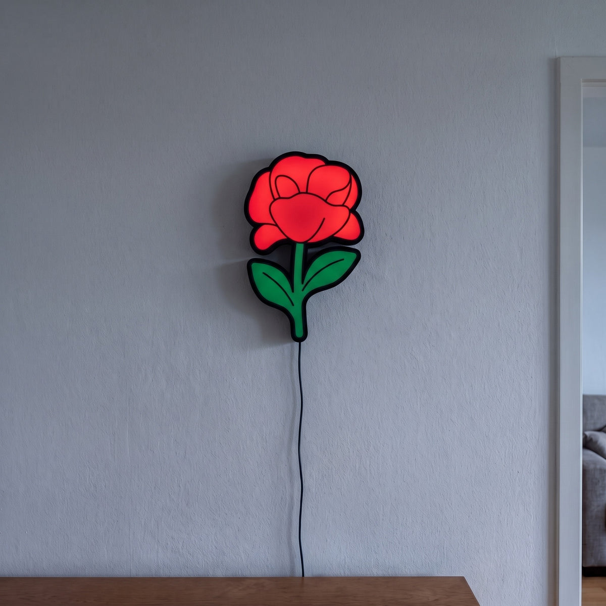 Mohnblume Lampe, an der Wand leuchtend