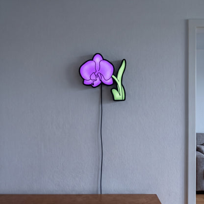 Orchidee Lampe, an der Wand leuchtend