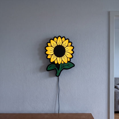 Sonnenblume Lampe, an der Wand leuchtend