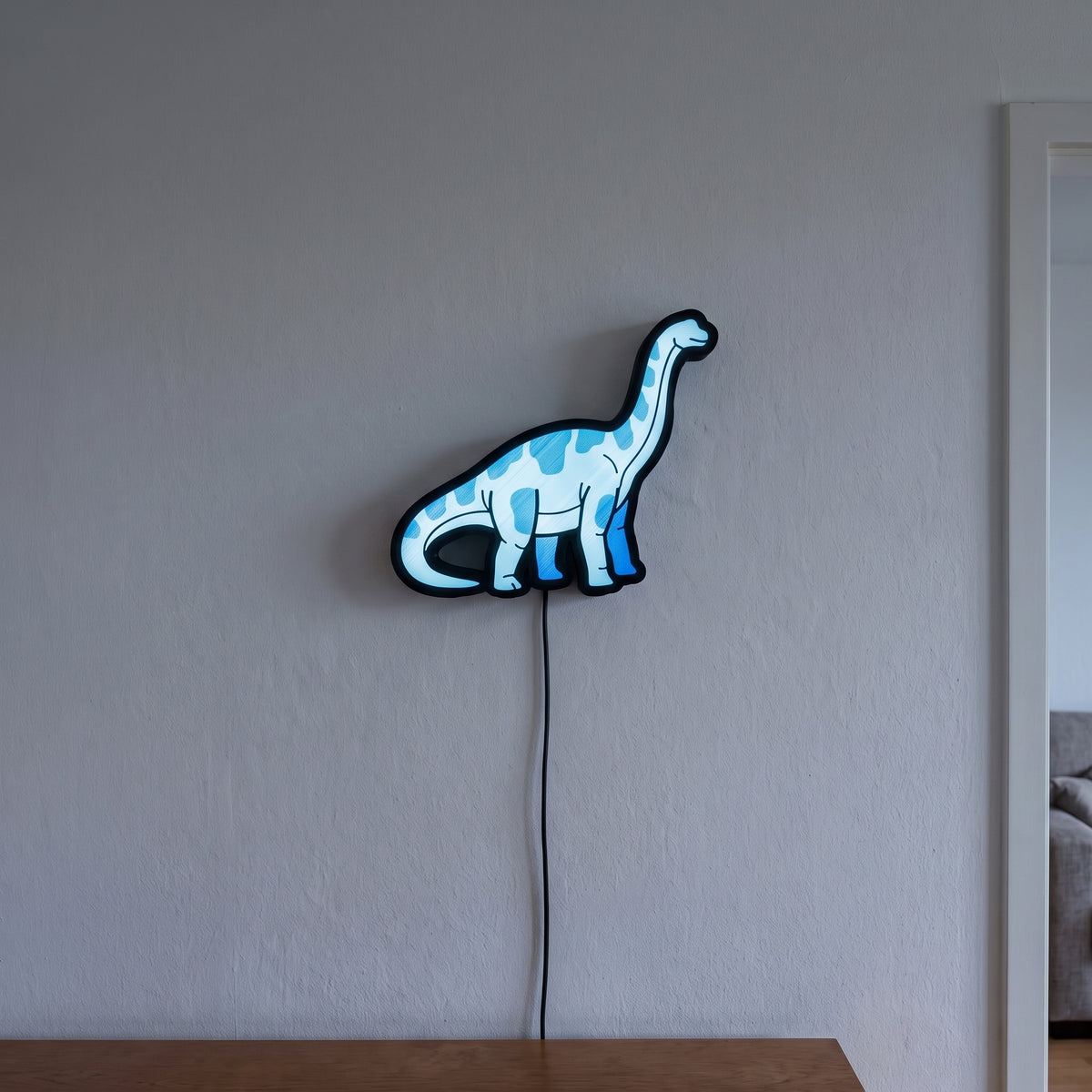 Brachiosaurus Lampe, an der Wand leuchtend