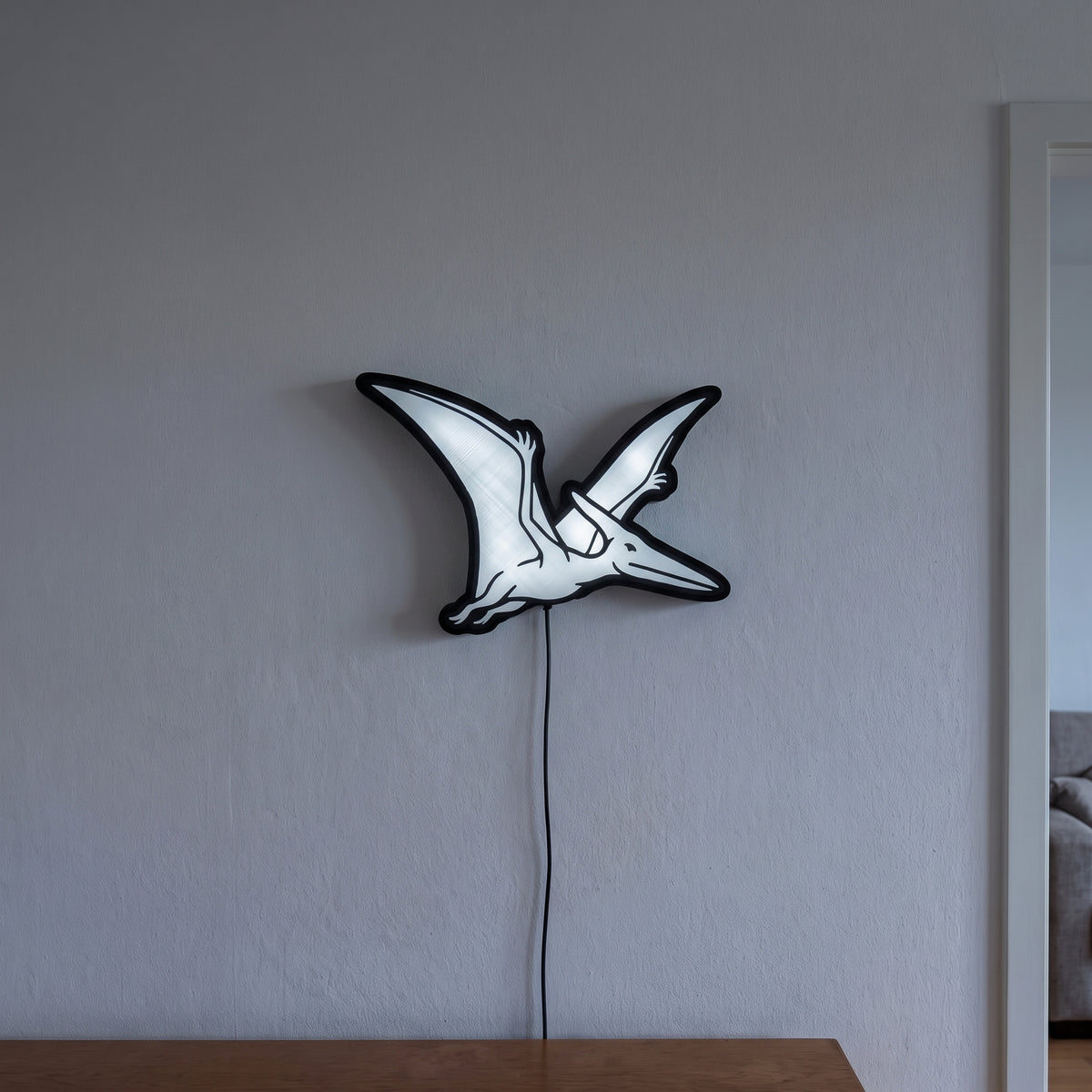 Pteranodon Lampe, an der Wand leuchtend