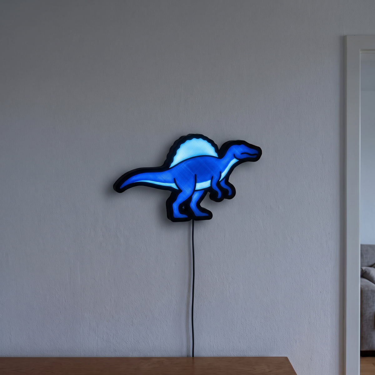Spinosaurus Lampe, an der Wand leuchtend