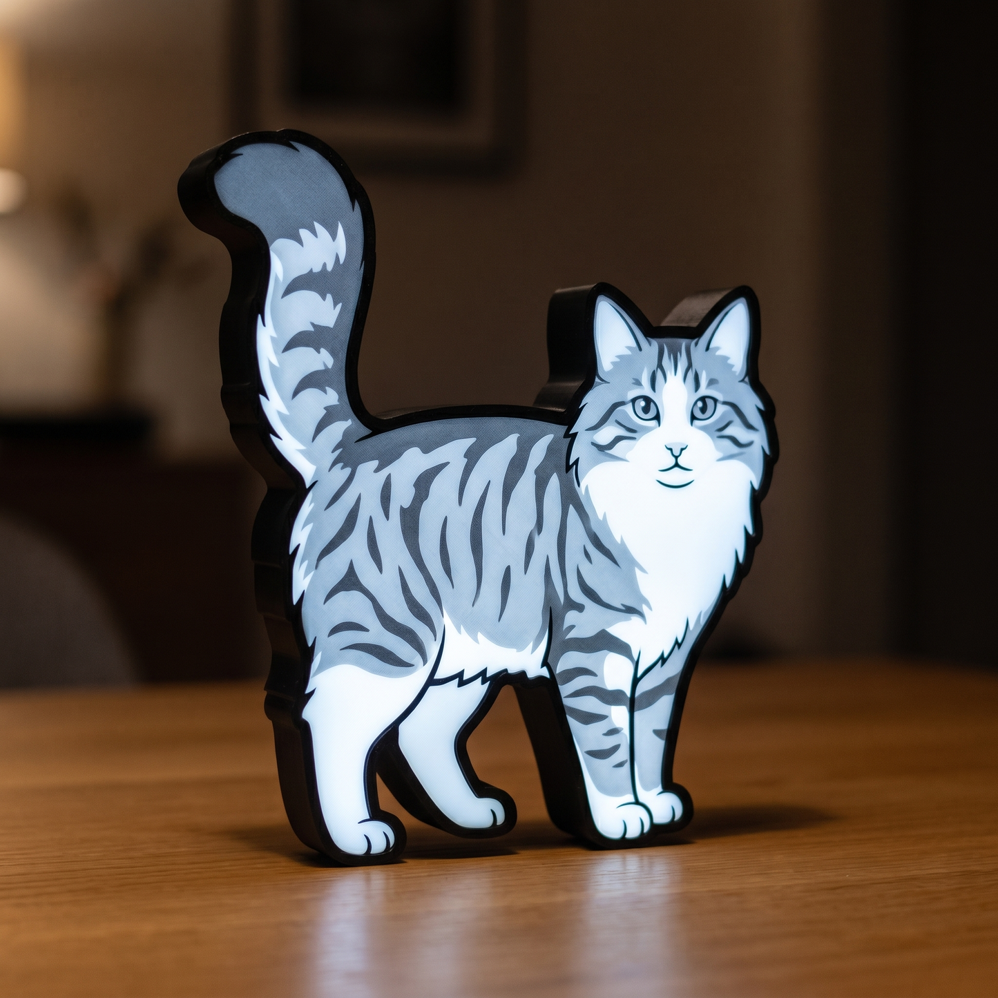 Norwegische Waldkatze Lampe – Holz