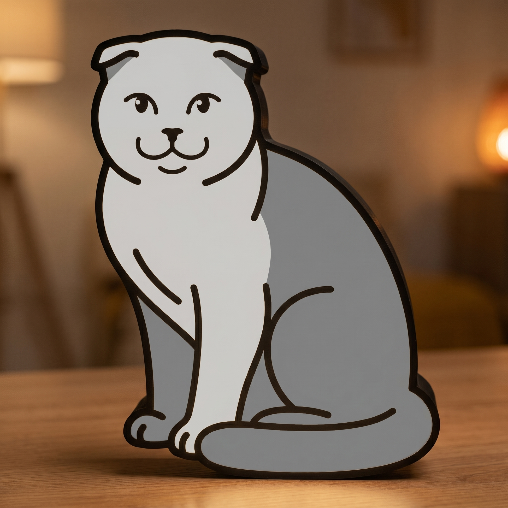 Scottish Fold Lampe – Holz