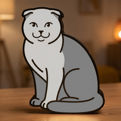 Scottish Fold Lampe – Holz