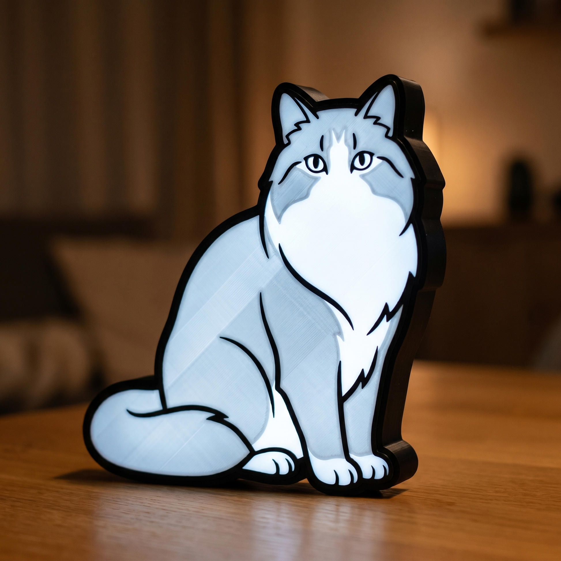 Sibirische Katze Lampe – Holz