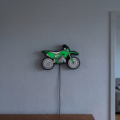 Motocross Lampe, an der Wand leuchtend