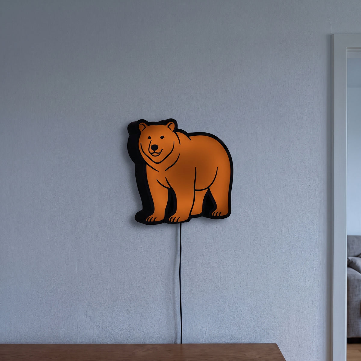Bär Lampe, an der Wand leuchtend