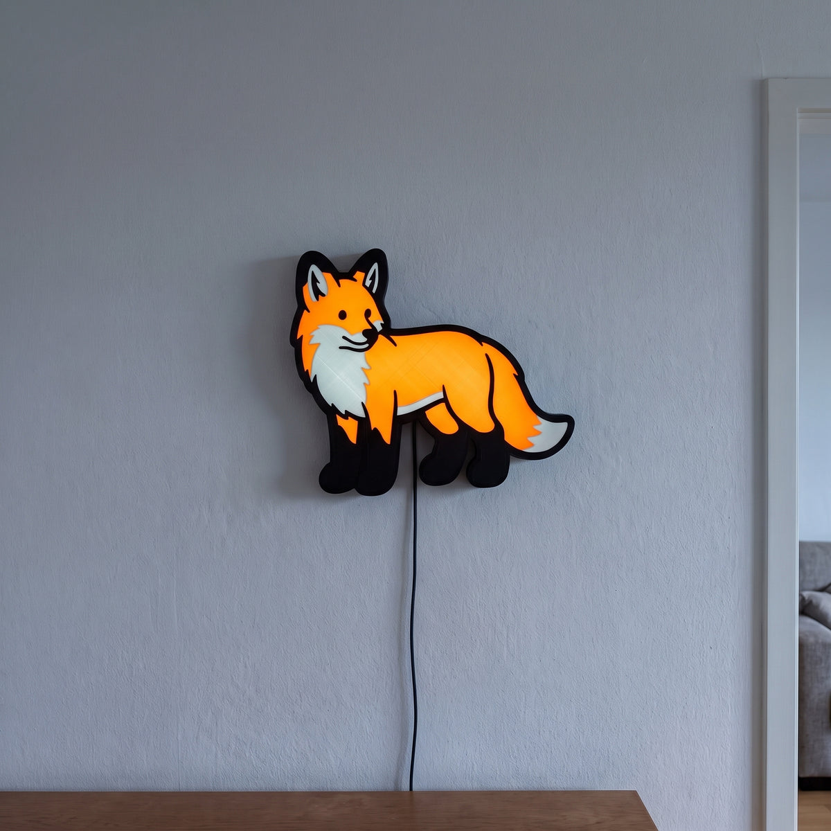 Fuchs Lampe, an der Wand leuchtend